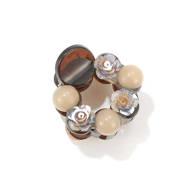 如花梦 优雅山茶花珍珠发饰发夹 轻奢小香风半扎发抓夹 日常百搭后脑勺鲨鱼夹 女款