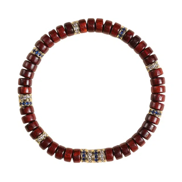 凯真 国潮新中式直切药片片珠彩色点缀转运珠款 轻奢高级感个性 文玩绕指柔盘玩串 紫檀属 手串 男女同款情侣款