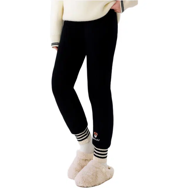 憨憨象 时尚洋气舒适保暖加厚长裤 黑色 青少年