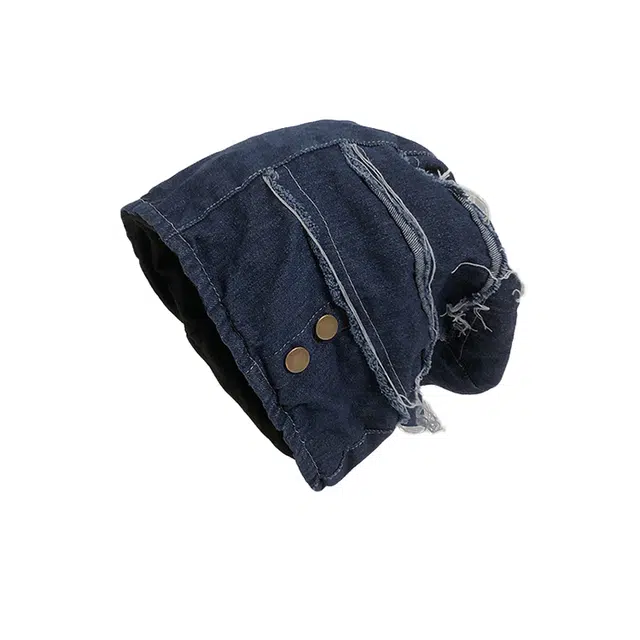 浪莎 韩版复古水洗显脸小纽扣大头围 棉 绒线帽 男女同款情侣款