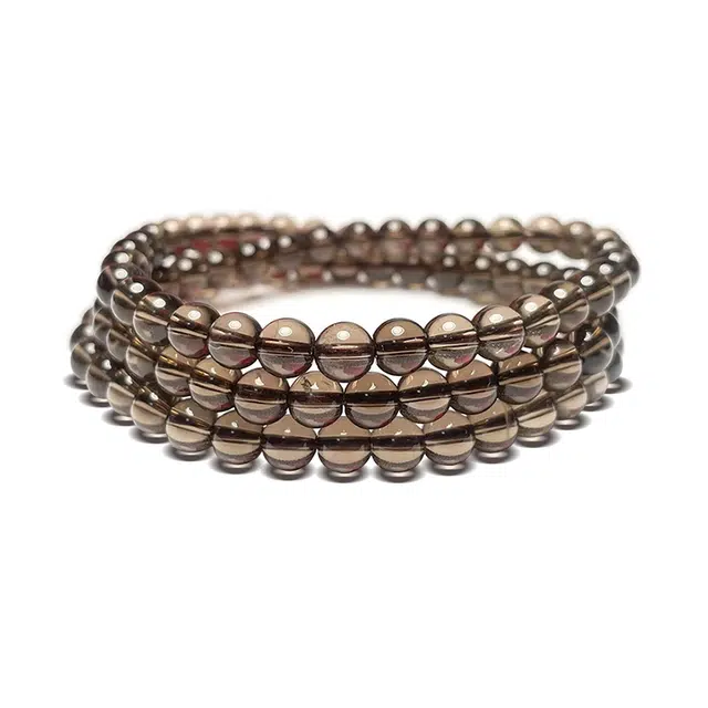谧月珠宝 招财转运 轻奢精致高级感小众设计 法式浪漫日常学生佩戴多圈叠戴茶色 水晶 手串 男女同款情侣款