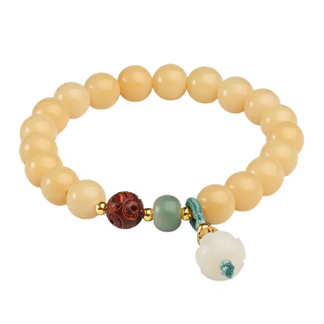 东方翡翠 莲花新中式小众设计高级感国潮风气质优雅旗袍 平安喜乐 轻奢冷淡风 菩提根 手串 男女同款情侣款