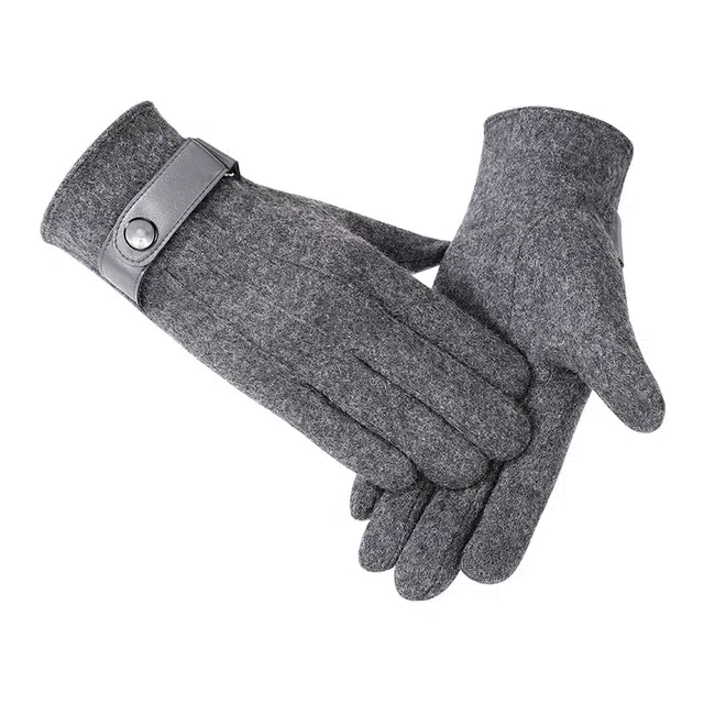 南极人 冬季加绒加厚羊毛五指防寒户外骑行开车防风可触屏 秋冬款 保暖手套 男款