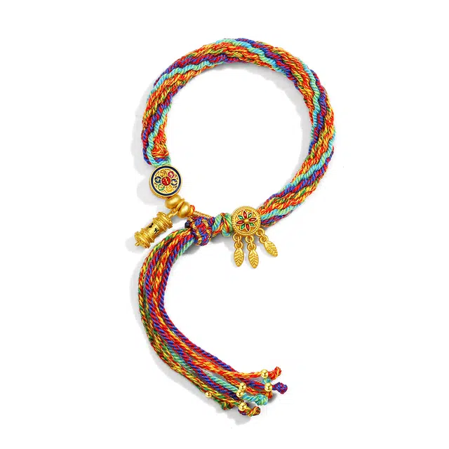 【普陀山官方已祝福】 普陀山文创 藏式经筒六字真言手工编织手绳满愿好运手饰  礼盒装 合金 手链 男女同款情侣款