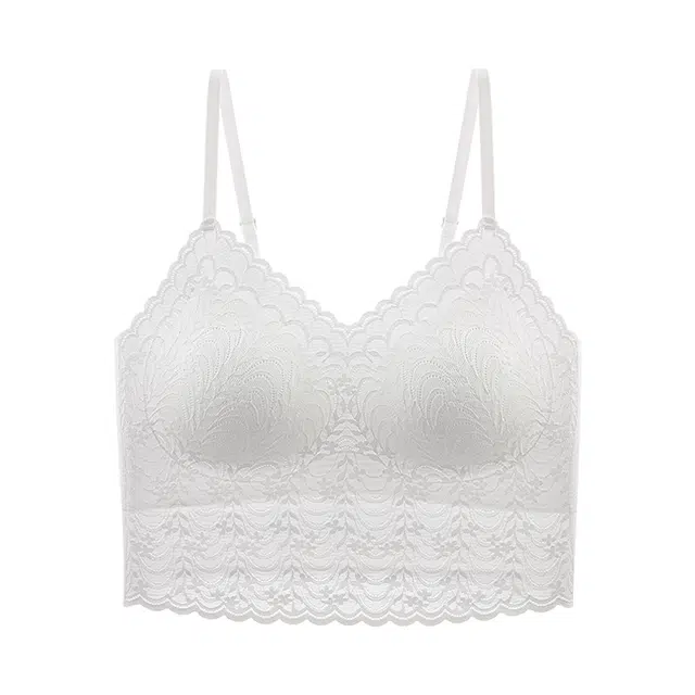 欧迪芬 舒适温柔浪漫蕾丝裸感百搭吊带高弹细肩带聚拢防震收腹文胸 女款