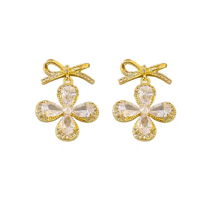 克兰茜 大号鎏花设计 精致甜美气质优雅浪漫个性小众设计高级感 轻奢养耳洞女神 礼盒装 合金 耳环 女款