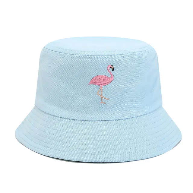 浪莎 小清新可爱版火烈鸟刺绣学生户外逛街防晒马卡龙色系盆帽 棉 渔夫帽 男女同款情侣款