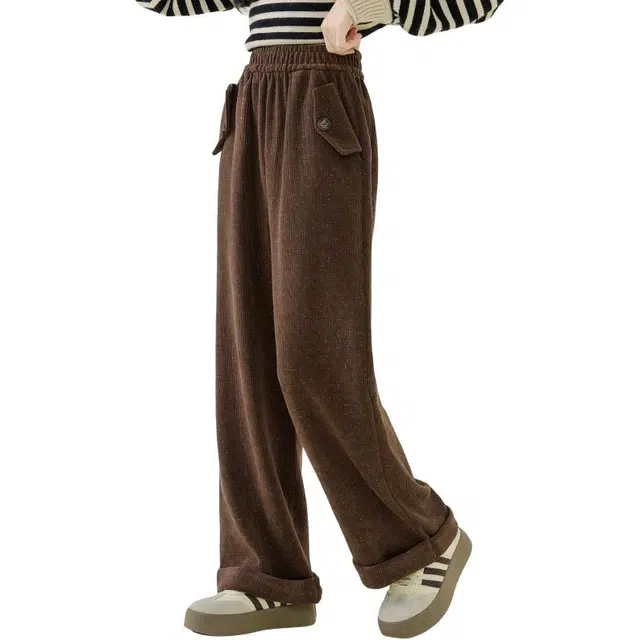 憨憨象 简约休闲纯色长裤 咖色 青少年