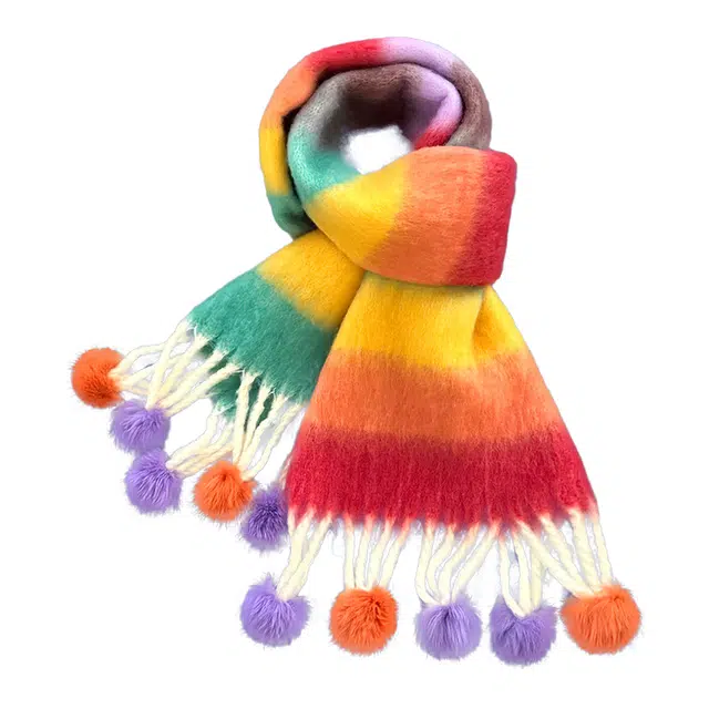 木林森 多巴胺彩色条纹 绒线围巾 女款