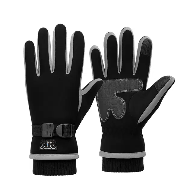 南极人 加绒保暖防寒户外骑行登山装备防风触屏防滑玩雪防泼水 秋冬款 运动手套 男款 灰色/黑色/蓝色/红色