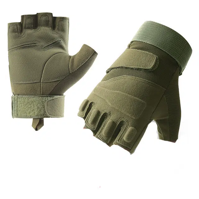 山一丸 半指防护军迷骑行 楼梯布 纤维革 手套 男款