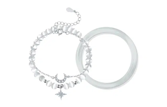 尚银福 星月之恋套装 星月叠戴手饰 国潮新中式小清新轻奢小众高级感设计 转运珠首饰 合金 手链 女款