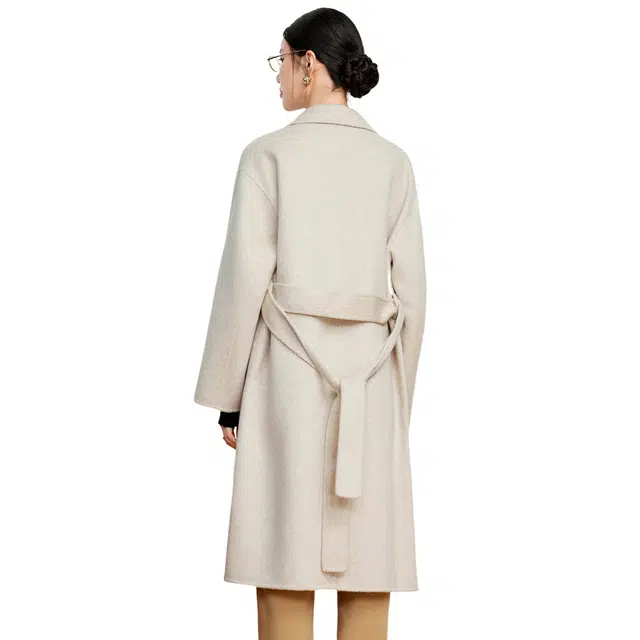 富铤 时尚翻领厚款简约双排扣大衣 女款