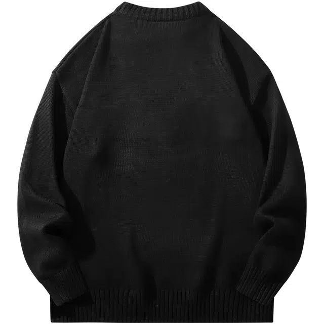 帕丁顿熊 基础款玫瑰花刺绣胸针纯色休闲百搭打底毛衣宽松加厚保暖针织衫 男女同款