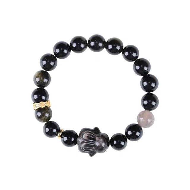 骊碧 新中式趴趴兔 国潮轻奢高级感生肖兔 黑曜石 手串 男女同款情侣款