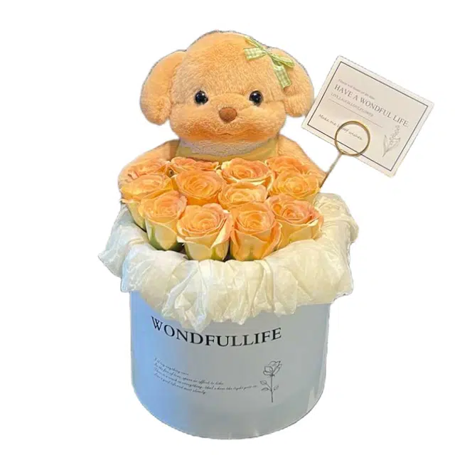 雄俊 超柔软贵宾小狗花束 超萌超可爱 装饰摆件 公仔毛绒玩具