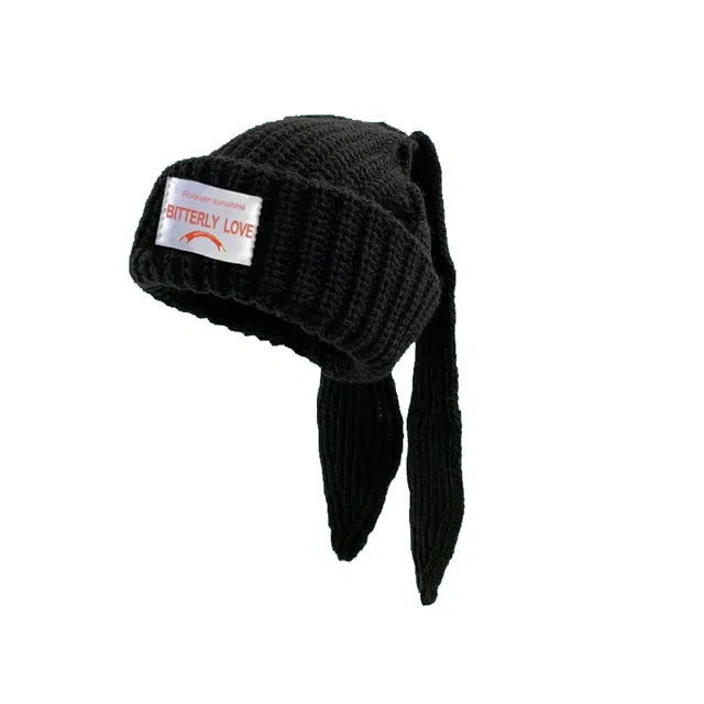 北极绒 可爱长兔耳朵保暖护耳包头 涤纶 绒线帽 男女同款情侣款