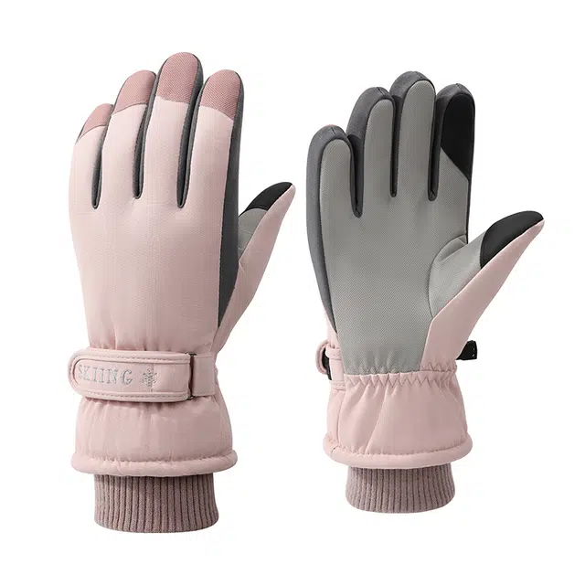 南极人 冬季加绒厚全掌防滑户外骑行登山滑雪装备防风防寒保暖可触屏东北零下抗寒 加厚 运动手套 女款