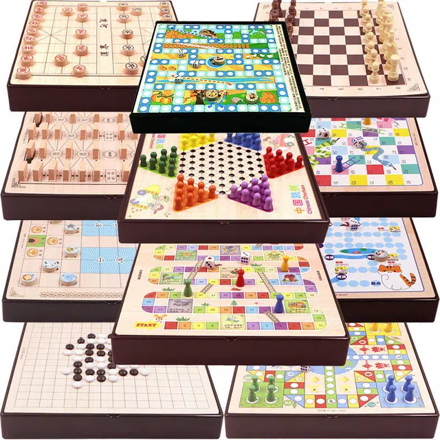 简普森 五子棋飞行棋益智游戏棋 木制跳棋象棋 玩具