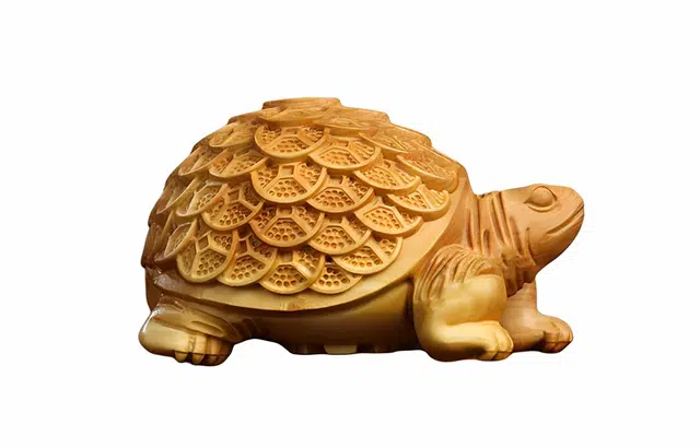 檀欣 木雕刻金钱龟吉祥物工艺品 招财纳福 吉祥如意  新中式复古大气办公室装饰品物件 崖柏 摆件 男女同款情侣款