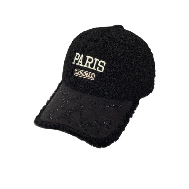 木林森 水钻刺绣 显脸小保暖大头围 羊羔绒 鸭舌帽 男女同款情侣款