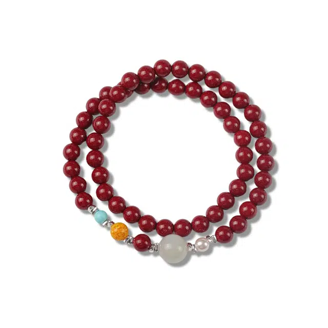 古禾 国潮风福运绵延招财纳福复古民族风小众设计 再造辰砂朱砂 手串 男女同款情侣款