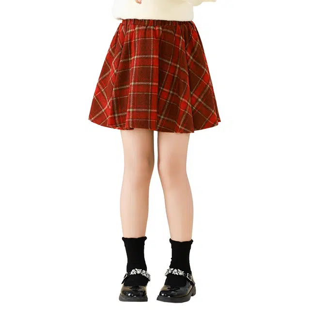 憨憨象 柔软舒适时尚洋气格子短款裙子青少年