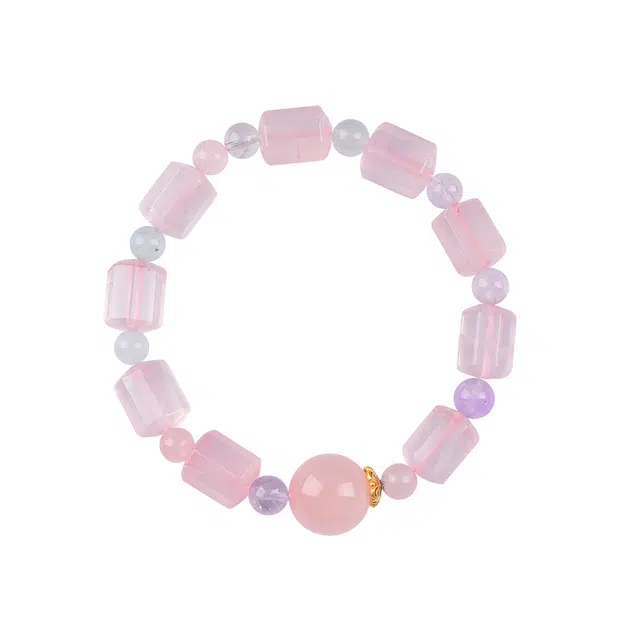 石在行 国风新中式古风素圈国潮 甜粉森系氛围感 水晶 玉石手链 女款