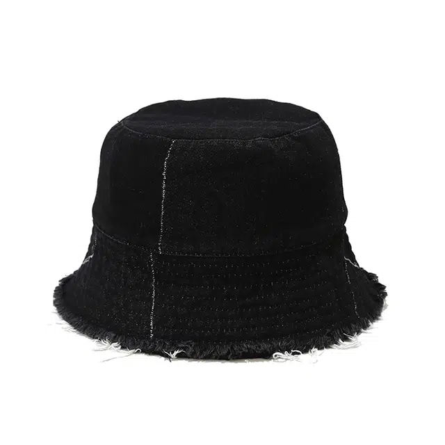 浪莎 潮牌不规则拼接牛仔 水洗复古街拍毛边遮阳双面学生 棉 渔夫帽 男女同款情侣款