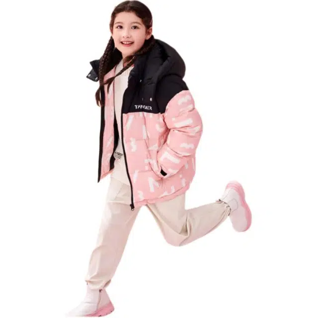 儿童款 坦博尔 撞色拼接保暖可脱卸帽羽绒服