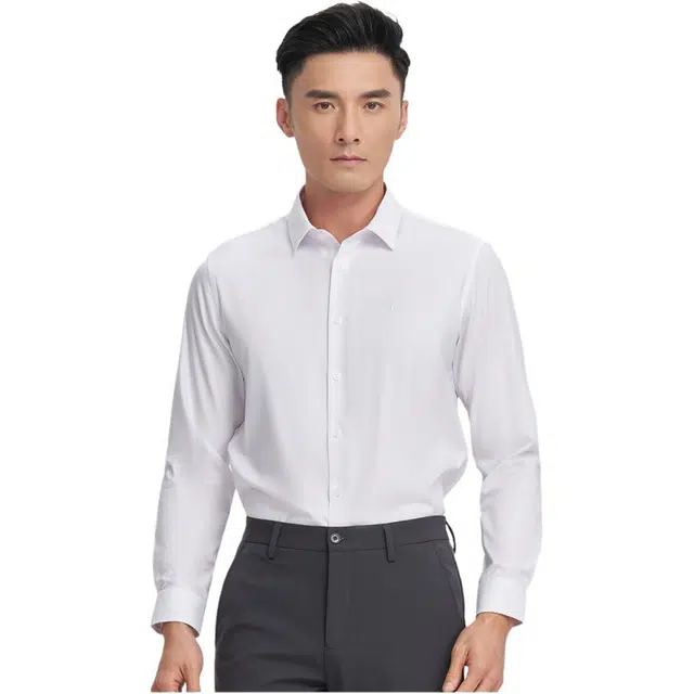 才子 刺绣凉爽丝滑长袖衬衫 男款