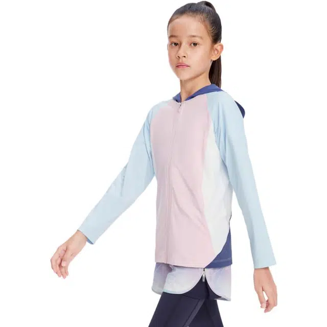 波司登 童装 拼接防紫外线抗菌透气连帽防晒服 女童 芭蕾粉