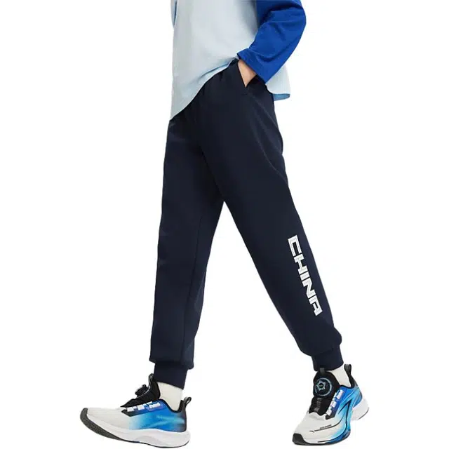 大童 安踏儿童 透气舒适亲肤针织运动裤 深夜蓝