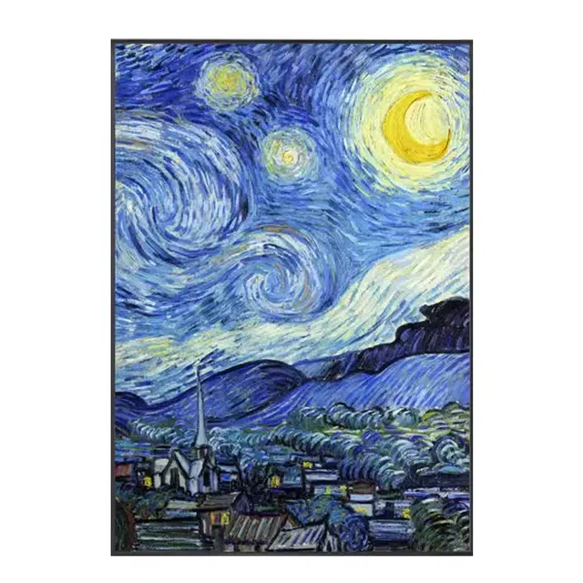 钵提 装饰挂画 梵高星空油画背景壁画莫奈世界名画  潮流衍生品