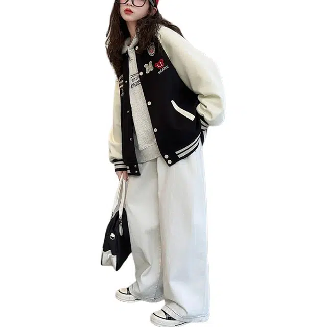 浪莎 时尚柔软百搭舒适棒球服 黑色青少年