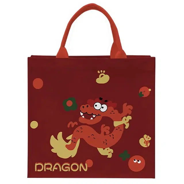奥松 小众图案设计休闲简约日常通勤时尚百搭 绒面科技布 手提包 大号 女款 红色
