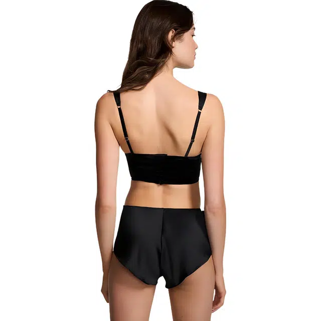 Victoria's Secret Satin Corset Top Shorts Set Black