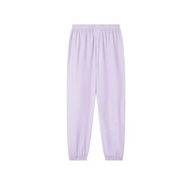 青少年 安踏儿童 纯色中腰透气百搭束脚针织运动裤 浅雾紫