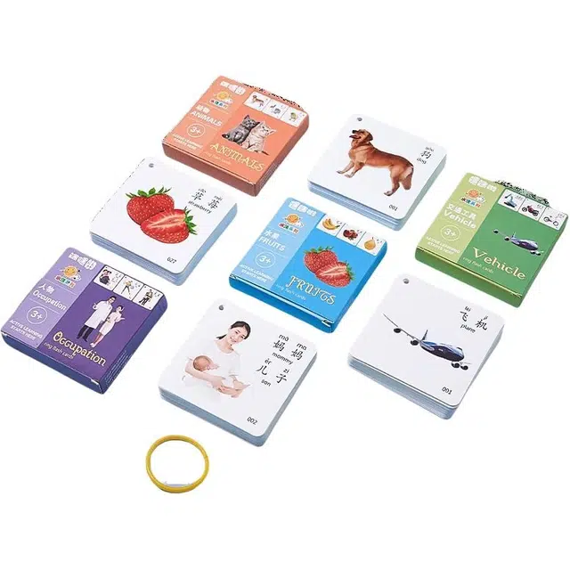 乐乐鱼 水洗早教认知卡片 看图识物拼图动物水果实物启蒙闪卡 早教益智玩具