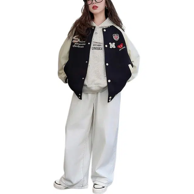 浪莎 时尚柔软百搭舒适棒球服 黑色青少年