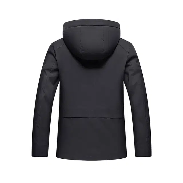 斯巴奴 加厚工装短款拼接连帽长袖羽绒服 男款