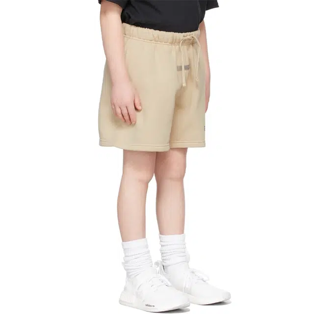 Fear of God Essentials FW21 Kids BeigeLinen Sweat Shorts Logo