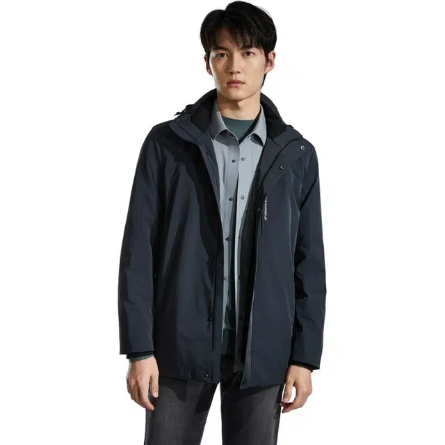 迪柯尼 舒适保暖休闲长袖羽绒服 男款 深宝蓝