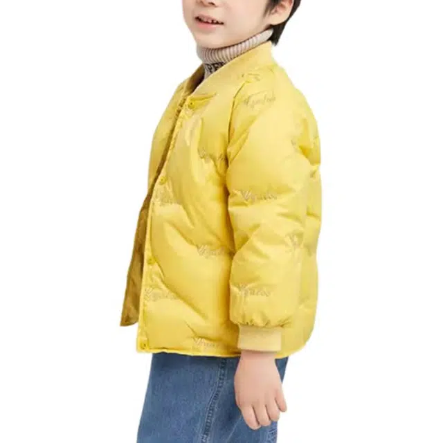 儿童款 雅鹿 字母刺绣纯色连帽长袖羽绒服