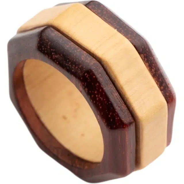 仙源 八方来财 招财转运复古风新中式可转动 平安福礼盒 紫檀属 戒指 男女同款情侣款