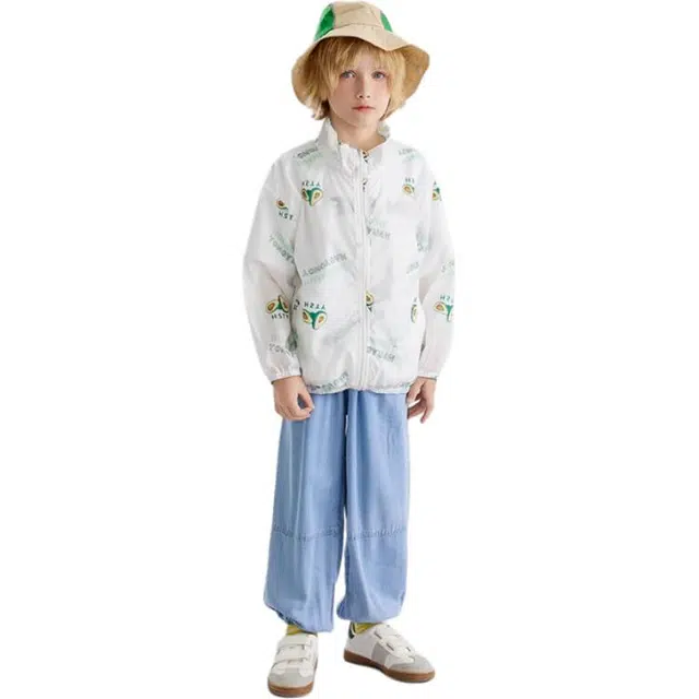 中童 皇室童缘 清新透气舒适防晒服 满印牛油果绿