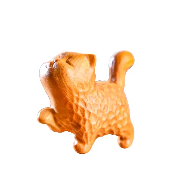 天纵 现代童趣可爱清香傲娇猫原木雕刻招财小猫随身盘玩可爱有风迷你文玩风趣招财猫 崖柏 把件 男女同款情侣款