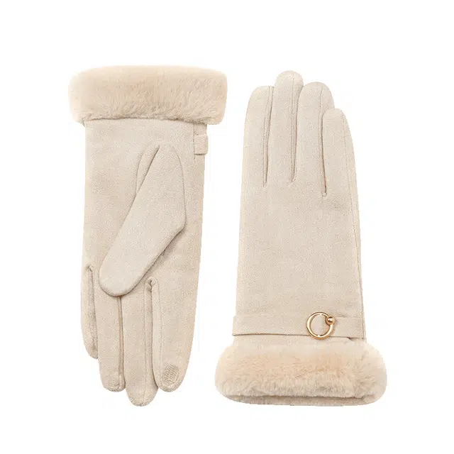 玖慕 加绒加厚连指 聚酯纤维 保暖手套 女款