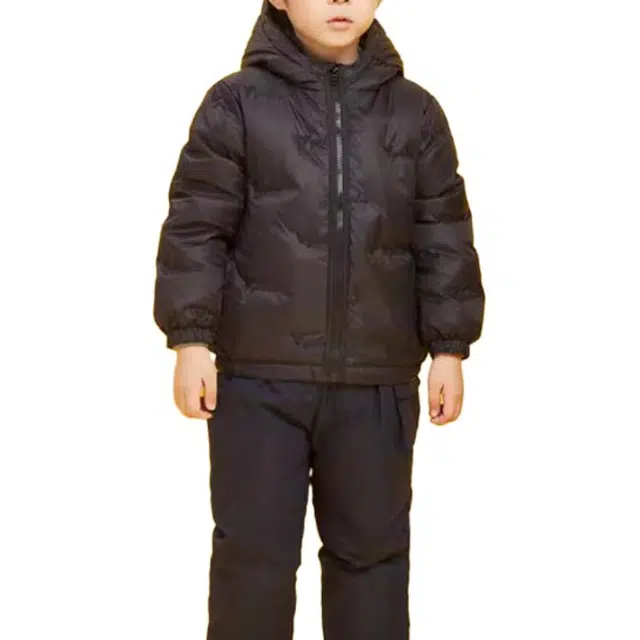 儿童款 雅鹿 字母刺绣纯色连帽长袖羽绒服