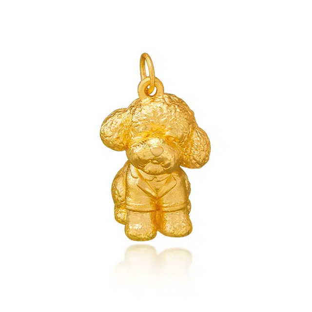 谧月珠宝 终生陪伴 新中式国潮轻奢精致艺术高级感 久不掉色可爱超萌宠物泰迪狗 合金 吊坠 男女同款情侣款